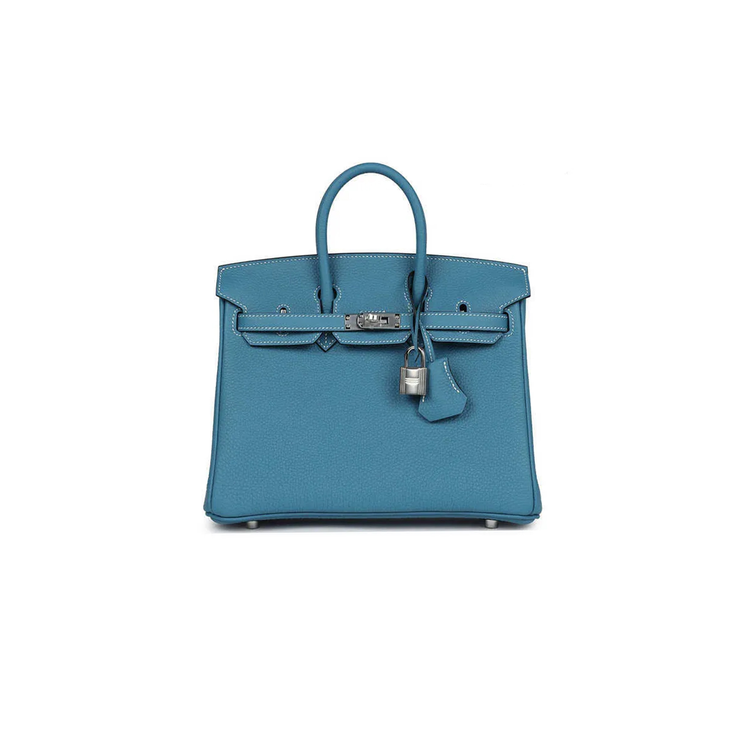 HERMÈS BIRKIN 30 TOGO LEATHER DUCK BLUE SILVER BUCKLE 1015671846 (30*23*15cm)